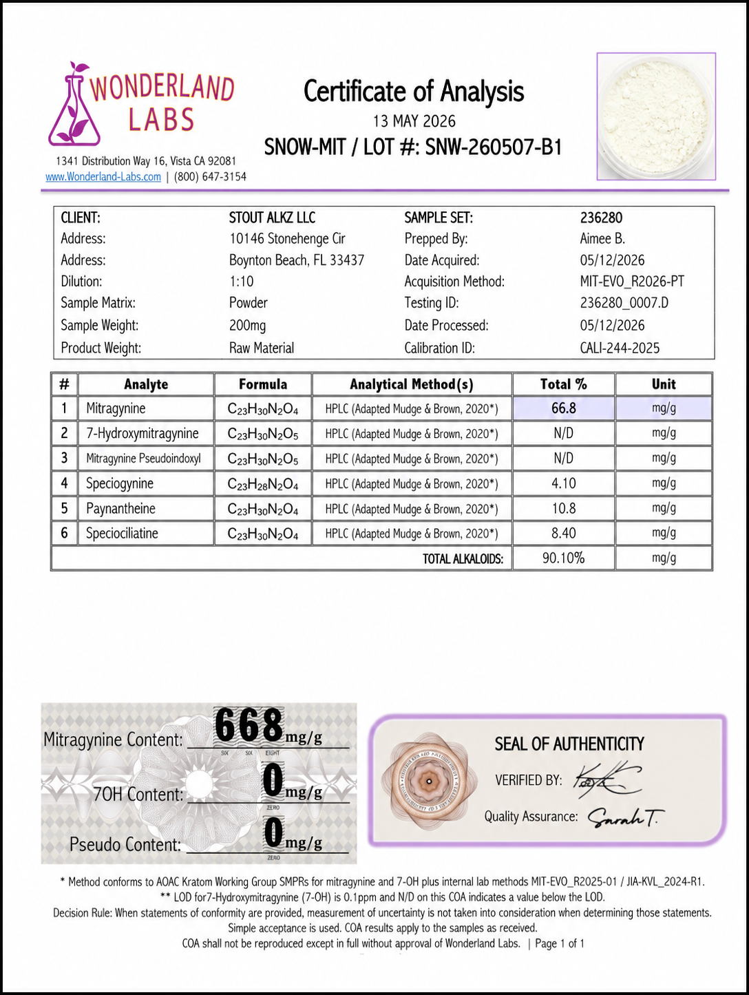 Mitragynine ‘’Snow-White” 90.1% - Image 3